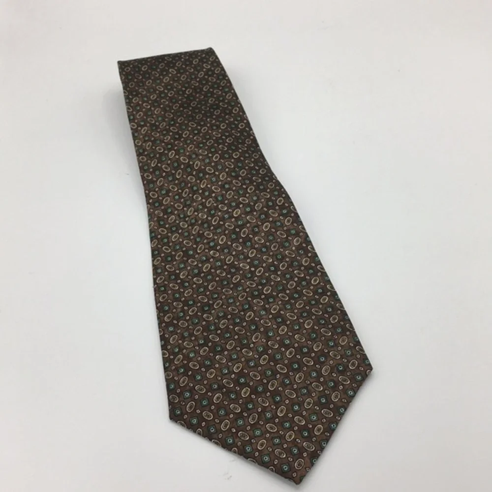 ISADOR brown pattern silk tie